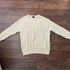 Blumarine UOMO Cable Knit SWEATER Crew Neck Ivory Men's Size Large
